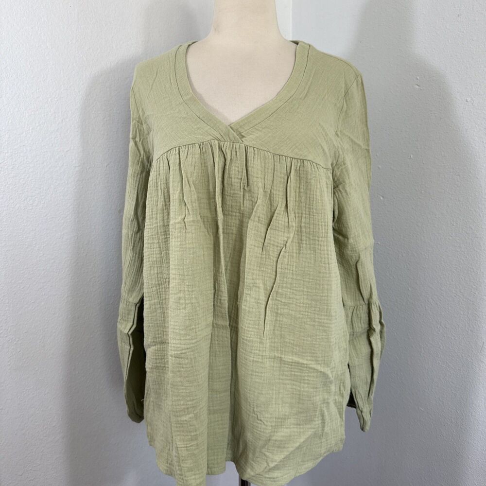 Astrologie Top Women Small Green Gauze‎ Minimalist Blouse